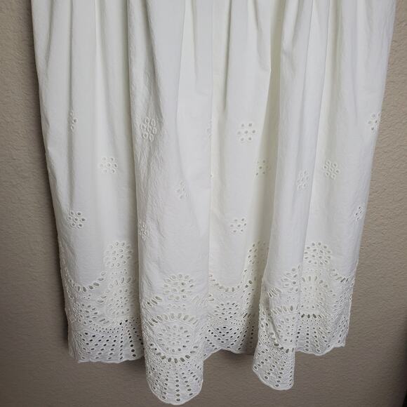 Adrianna Papell White Eyelet Puff Sleeve Mini Dress 6 Cottagecore Summer Prairie - Picture 4 of 9
